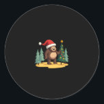Bigfoot Christmas Tree Santa Hat (1) Classic Round Sticker<br><div class="desc">Bigfoot Christmas Tree Santa Hat (1)</div>