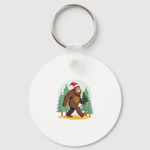 Bigfoot Christmas Tree Santa Hat (1) Keychain