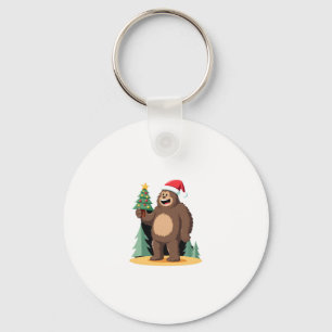Bigfoot Christmas Tree Santa Hat (1) Keychain