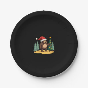 Bigfoot Christmas Tree Santa Hat (1) Paper Plate