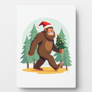 Bigfoot Christmas Tree Santa Hat (1) Plaque