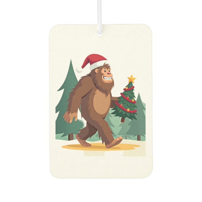 Bigfoot Christmas Tree Santa Hat (2) Air Freshener (Front)