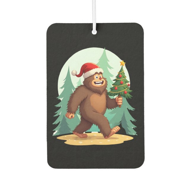 Bigfoot Christmas Tree Santa Hat (2) Air Freshener (Front)
