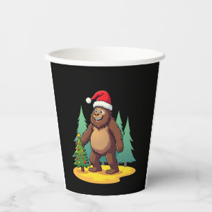 Bigfoot Christmas Tree Santa Hat (2) Paper Cups