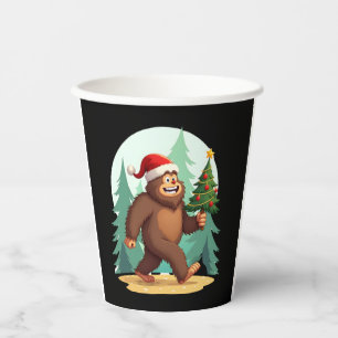 Bigfoot Christmas Tree Santa Hat (2) Paper Cups