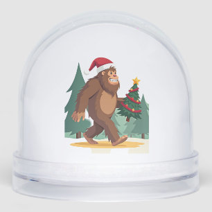 Bigfoot Christmas Tree Santa Hat (2) Snowglobe