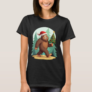 Bigfoot Christmas Tree Santa Hat (2) T-Shirt