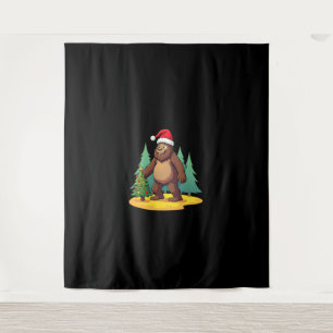 Bigfoot Christmas Tree Santa Hat (2) Tapestry