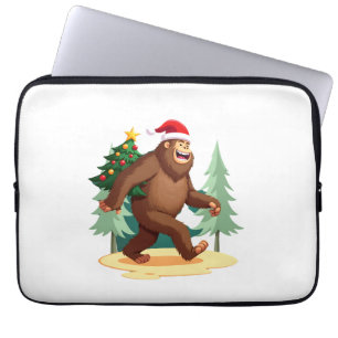Bigfoot Christmas Tree Santa Hat (5) Laptop Sleeve