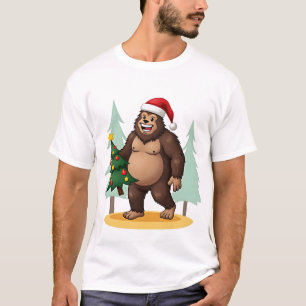 Bigfoot Christmas Tree Santa Hat (5) T-Shirt