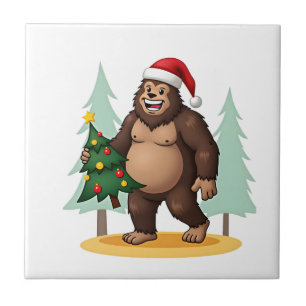 Bigfoot Christmas Tree Santa Hat (5) Tile