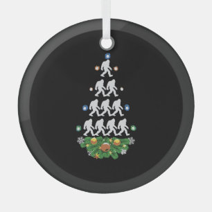 Bigfoot Christmas Tree Sasquatch Santa Lovely Glass Ornament