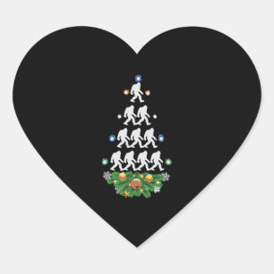 Bigfoot Christmas Tree Sasquatch Santa Lovely Heart Sticker