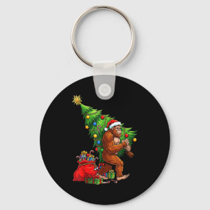 Bigfoot Christmas Tree Xmas Lights Funny Sasquatch Keychain