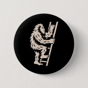 Bigfoot Climbing Ladder Funny Cryptid Sasquatch Lo 2 Inch Round Button