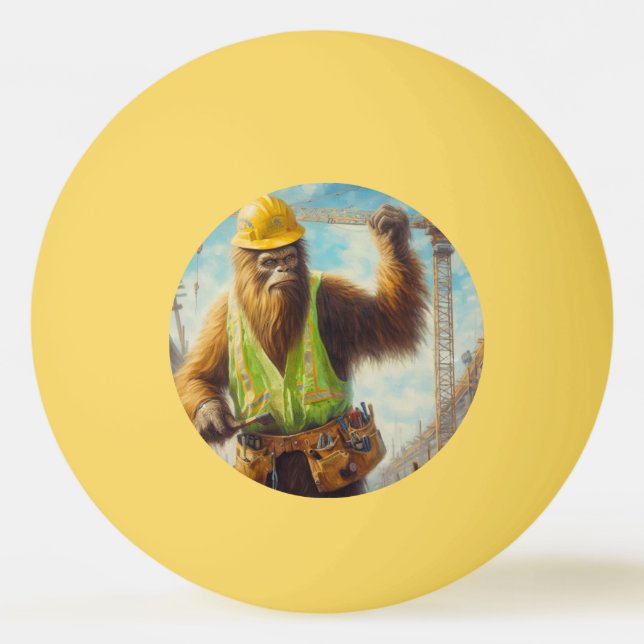 Bigfoot Construction Worker Ping Pong Ball (Front)