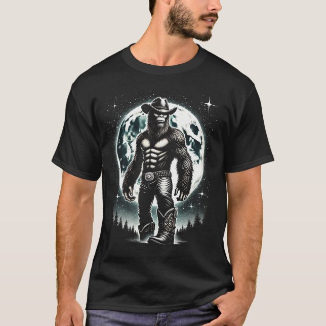 Bigfoot Cowgirl Western Country Sasquatch Lover T-Shirt (Front)