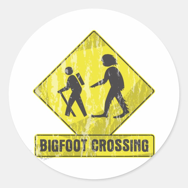 Bigfoot Crossing Classic Round Sticker (Front)
