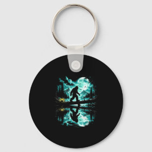 Bigfoot crossing reflection forest trees outdoor keychain