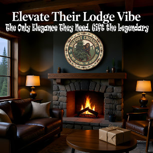 Bigfoot Crossing Sasquatch Rustic Large Clock