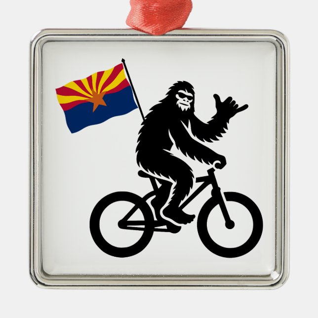 Bigfoot Cycling Arizona Flag Metal Ornament (Front)