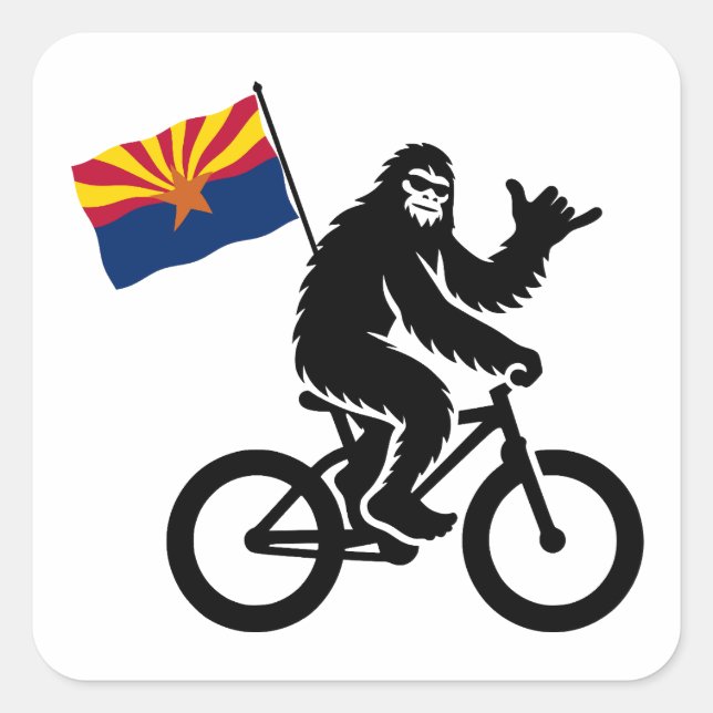 Bigfoot Cycling Arizona Flag Square Sticker (Front)