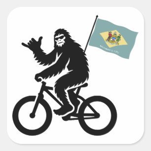 Bigfoot Cycling Delaware Flag Square Sticker