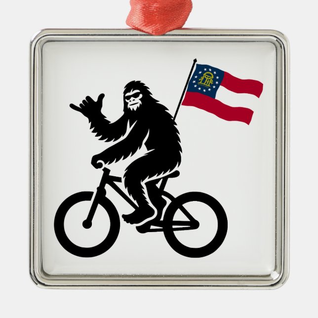Bigfoot Cycling Georgia Flag Metal Ornament (Front)