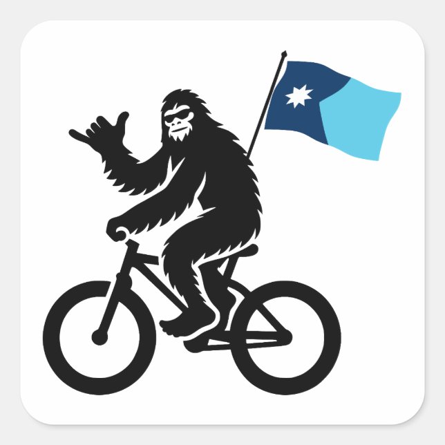 Bigfoot Cycling Minnesota Flag Square Sticker (Front)