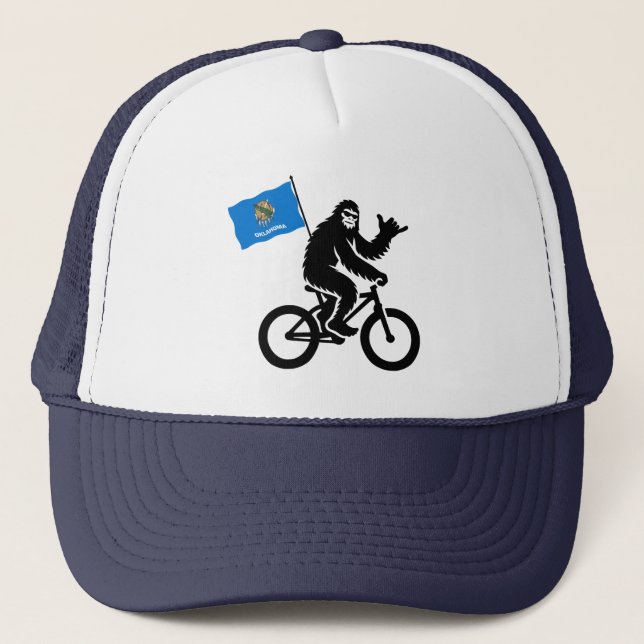 Bigfoot Cycling Oklahoma Flag Trucker Hat (Front)