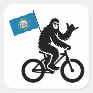 Bigfoot Cycling South Dakota Flag Square Sticker