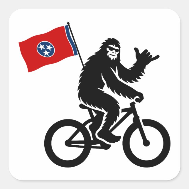 Bigfoot Cycling Tennessee Flag Square Sticker (Front)
