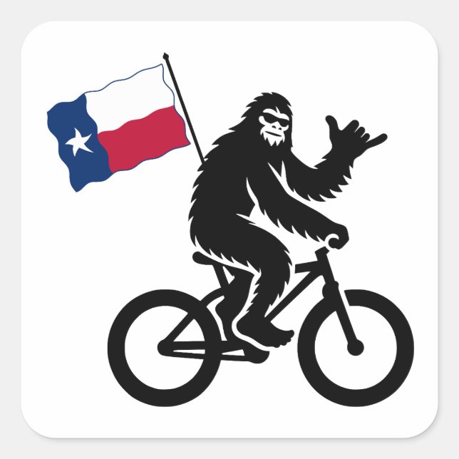 Bigfoot Cycling Texas Flag Square Sticker (Front)