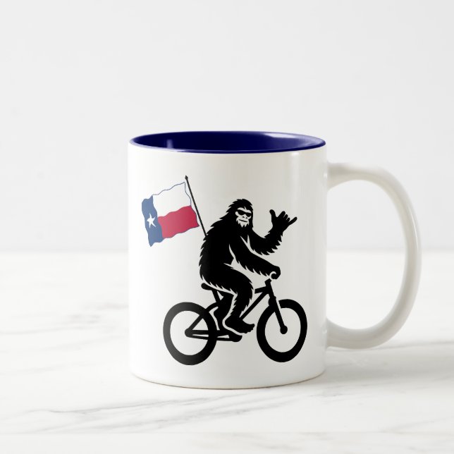 Bigfoot Cycling Texas Flag Two-Tone Coffee Mug (Right)