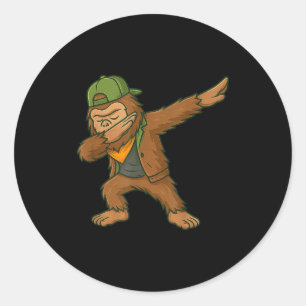 Bigfoot Dab Sasquatch Streetwear Funny Men Women K Classic Round Sticker