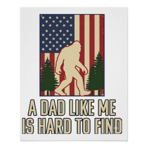 Bigfoot Dad Vintage American Flag Shirt Design_1 Poster