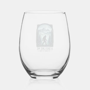 Bigfoot Dad Vintage Engraving Funny Father Shirt D Stemless Wine Glass