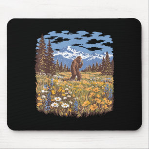 Bigfoot daisy flower vintage sasquatch forest mouse pad
