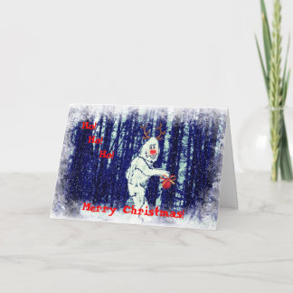Bigfoot dans la carte de Noël de la forêt