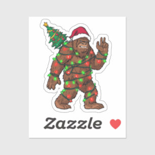 Bigfoot Delivering Christmas Tree Funny Sasquatch