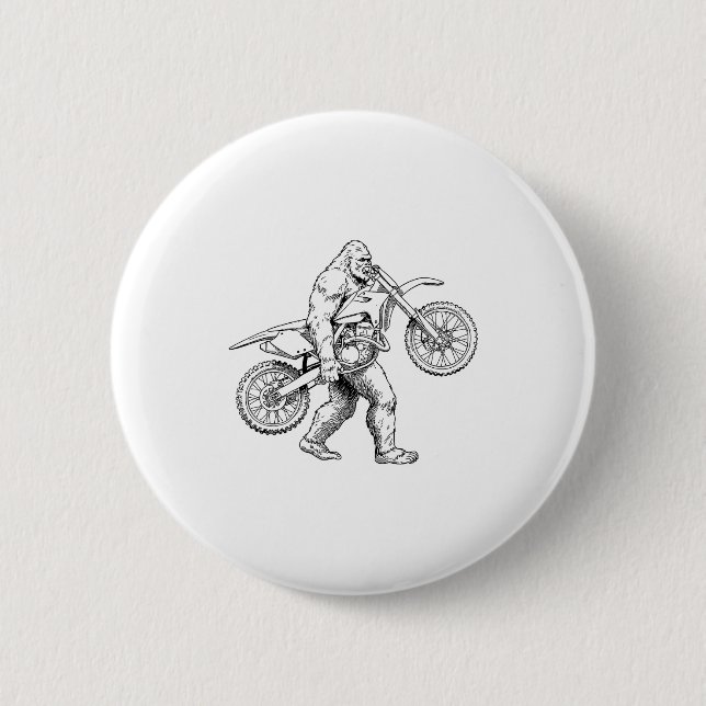 Bigfoot Dirt Bike Sasquatch Biker  2 Inch Round Button (Front)