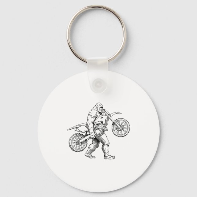 Bigfoot Dirt Bike Sasquatch Biker  Keychain (Front)