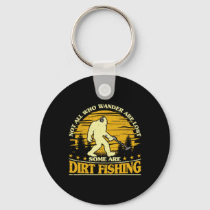 Bigfoot Dirt Fishing Metal Detecting Funny Metal D Keychain