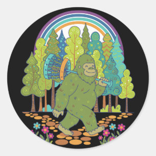 Bigfoot Disc Golf Funny Disc Golfer Flying Disc Classic Round Sticker