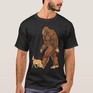Bigfoot Dog Walk Chihuahua Funny Sasquatch Lovers  T-Shirt