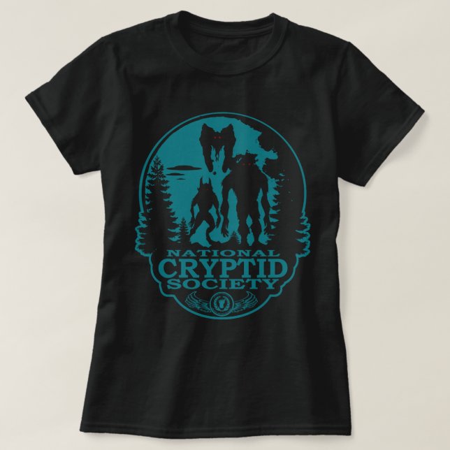 Bigfoot Dogman Mothman UFO National Cryptid Societ T-Shirt (Design Front)