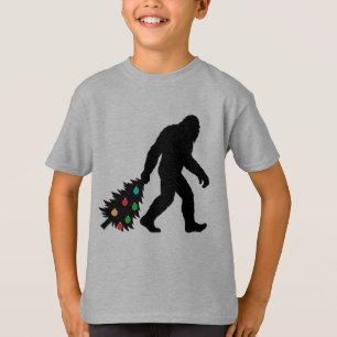 Bigfoot Dragging Christmas Tree T-Shirt