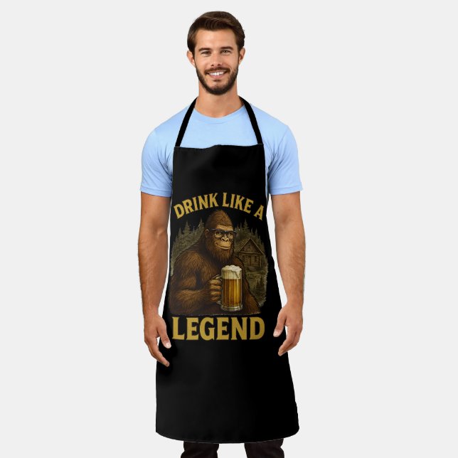Bigfoot-Drink Like a Legend-BBQ Pit Apron (Worn)