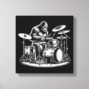 Bigfoot Drummer Sasquatch Playing Drums Musician B Canvas Print