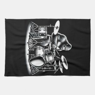 Bigfoot Drummer Sasquatch Playing Drums Musician B Kitchen Towel